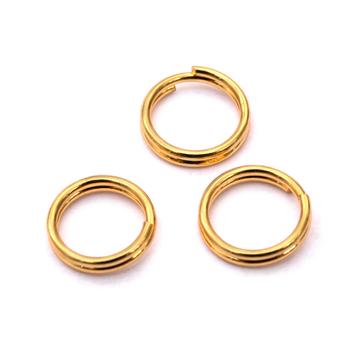 Nemesacél dupla karika, arany szín, 7 mm, 10 db