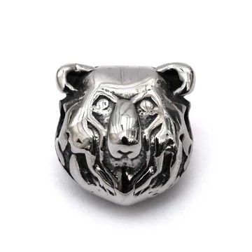 Nemesacél medve fej köztes dísz, 13x9 mm (1 db)