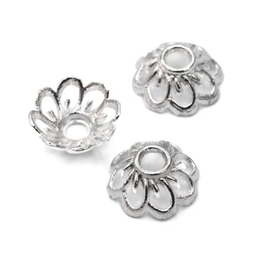 Virág mintás gyöngykupak, 10 mm (8) (10 db)