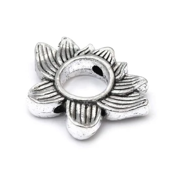 Lótuszvirág köztes dísz, 16x19 mm, belső hely: 6 mm, 5 db