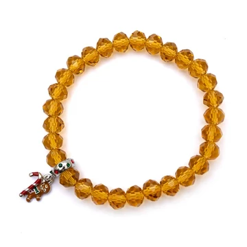 Button, aranysárga színű, 8 mm, kristály, női gumis karkötő, karácsonyi mézivel