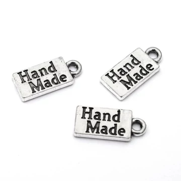 Handmade feliratos medál, 14x6,5 mm (10 db)