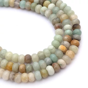 Amazonit rondella szál, multicolor, 4x6 mm, kb. 38 cm