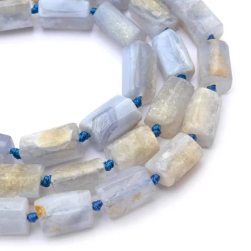 Kalcedon "B" hengeres szál, lapcsiszolt, 8x12 mm, kb. 38 cm