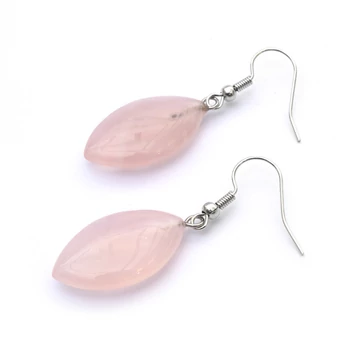 Rózsakvarc szem fülbevaló, 43 mm, kő: 15x27 mm