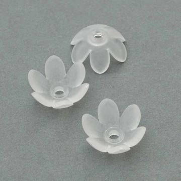 Virág gyöngykupak, akril, fehér, 14x6 mm, 10 db