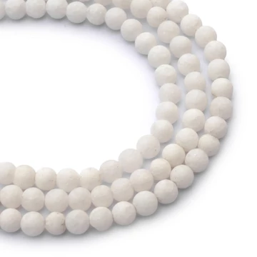 Fehér jáde matt golyós szál, színezett, 4 mm, kb. 38 cm