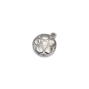 Nemesacél lapos focilabda medál, 15x13 mm (1 db)
