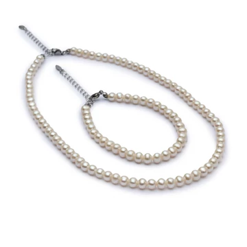 Potato (fehér) tenyésztett gyöngy szett, 5,5-6 mm, kb. 40 és 17 cm