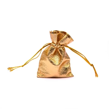 Arany színű szatén tasak, 5x7 cm