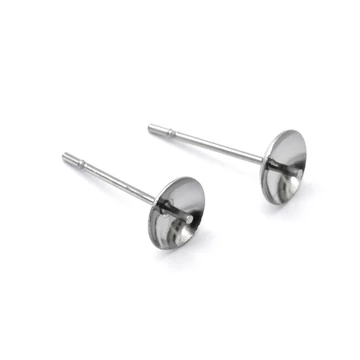 Nemesacél fülbevaló stift félig fúrt golyóhoz, 6 mm (10 db)