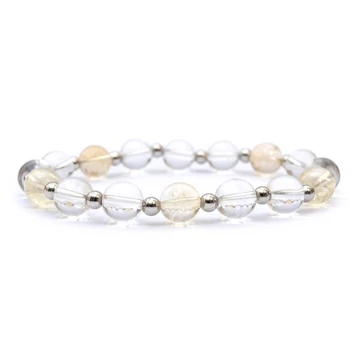 Citrin és hegyikristály női gumis ásvány karkötő, 8 mm, 16 cm