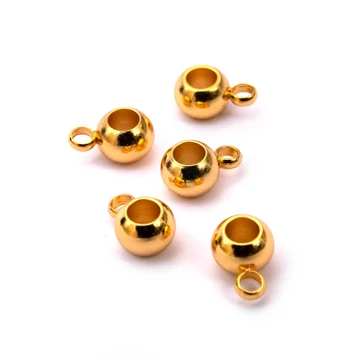 Nemesacél (arany szín) medáltartó köztes dísz, 6 mm, 5 db