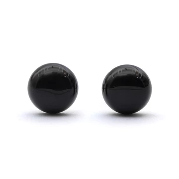 Ónix cabochon fülbevaló nemesacél szerelékkel, 8 mm