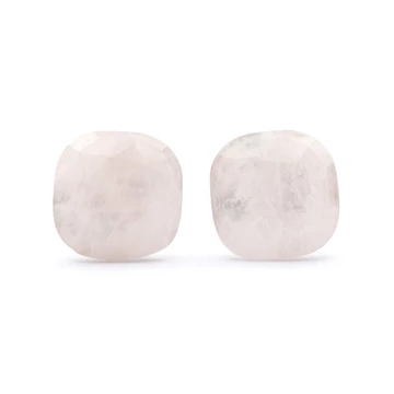 Rózsakvarc, fazettált cabochon fülbevaló nemesacél szerelékkel, 11x11 mm