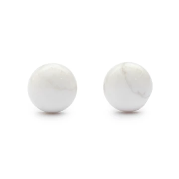 Howlit cabochon fülbevaló nemesacél szerelékkel, 8 mm
