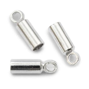 Láncvég záró kupak, ezüst szín, 8x2,8 mm, belső átmérő: 2,1 mm, 10 db