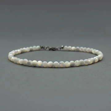 Gyöngyház ásvány bokalánc, 4 mm, golyós, kb. 25cm