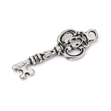 Kulcs medál, díszes, 25x7 mm (5 db)