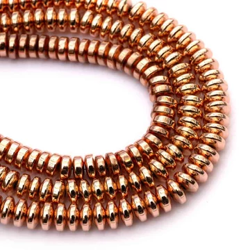 Hematit (rosegold) button szál, 6 mm, kb. 39 cm