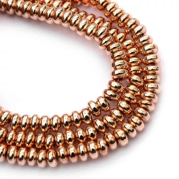 Hematit (rosegold) button szál, 4 mm, kb. 39 cm