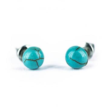 Türkinit cabochon fülbevaló, 6 mm