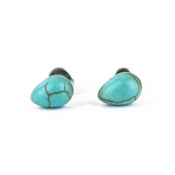 Türkinit csepp cabochon fülbevaló, 6x8 mm