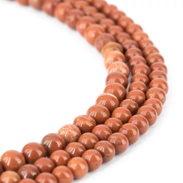 Piros jáspis golyós szál, 4 mm, kb. 39 cm