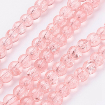 Roppantott kristály (világos rózsaszín) golyós szál, 6 mm, kb. 39 cm