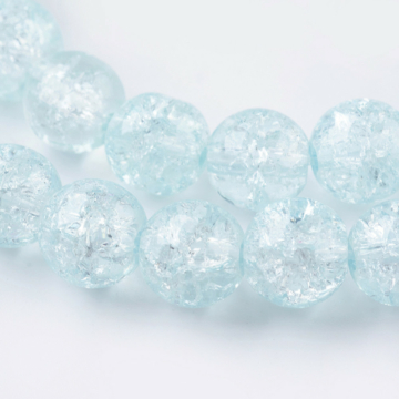 Roppantott kristály (jégkék) golyós szál, 8 mm, kb. 39 cm