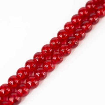 Roppantott kristály (piros) golyós szál, 8 mm, kb. 38 cm