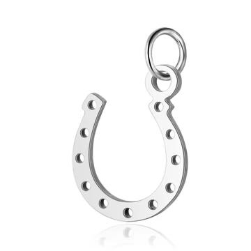 Nemesacél szerencsepatkó medál, 13x18 mm, 1 db