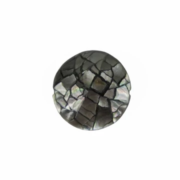 Gyöngyház borítású (fekete) lapos, kerek gyöngy, 20 mm (1 db)