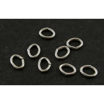 Ovál karika, ezüst szín, 3x4 mm, kb. 100 db