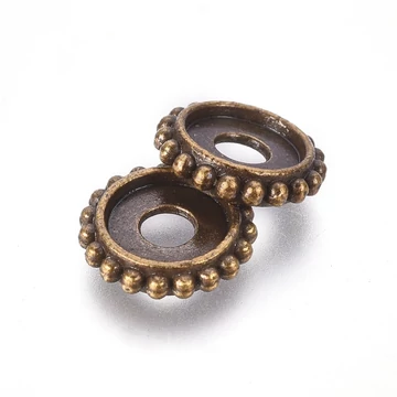 Tárcsa köztes dísz, bronz szín, 10x2 mm, 10 db