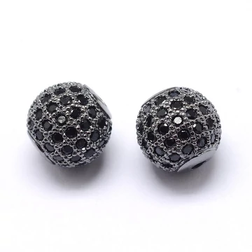 Cubic cirkónia gömb (fekete alapon fekete) köztes dísz, 8 mm (1 db)