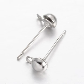 Félgömbös fülbevaló stift, 4 mm (100 db)