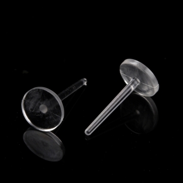 Lapos fülbevaló stift (műanyag), 6 mm (10 db)