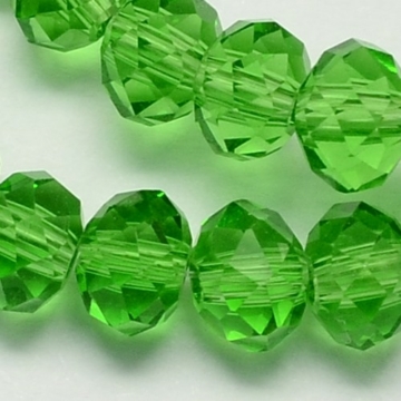 Kristály (lime zöld) fazettált button szál, 10 mm, kb. 20 cm
