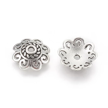 Virág mintás gyöngykupak, 12x12 mm (9) (30 db) 