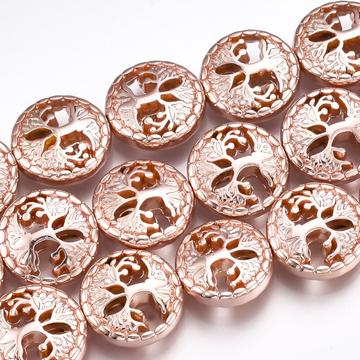 Hematit (rosegold) életfa köztes dísz, 13x4,5 mm (3 db)