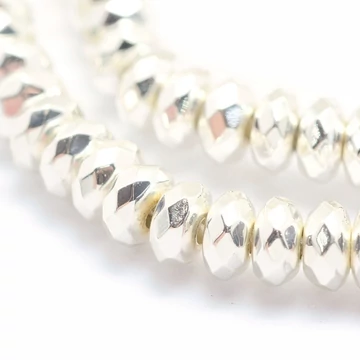 Hematit (ezüst szín) fazettált button köztes dísz, 8x3 mm (10 db)