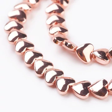 Hematit (rosegold) szív köztes dísz, 5x6x3 mm (5 db)