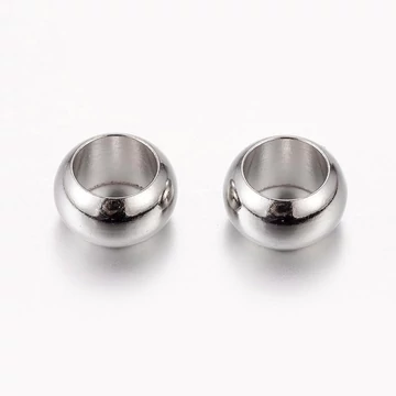 Kerek (platina szín) köztes dísz, 7x4 mm (5 db)