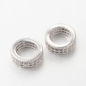 Kerek (platina szín) cirkóniás köztes dísz, 8x4 mm (1 db)