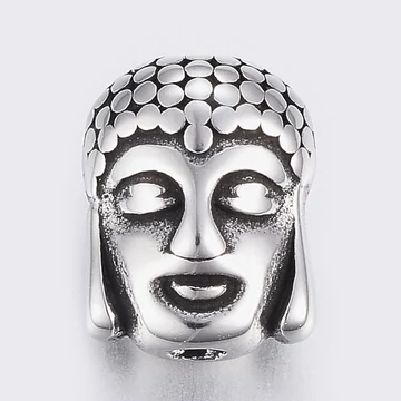 Nemesacél nagy Buddha fej köztes dísz (1 db)