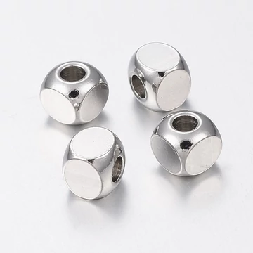 Nemesacél kocka köztes dísz, 6x6 mm (10 db)