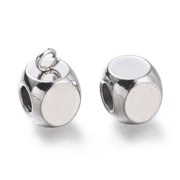 Nemesacél kocka medáltartó köztes dísz, 6 mm (5 db)