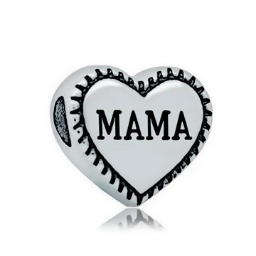 Nemesacél mama feliratos nagy szív köztes dísz (1 db)