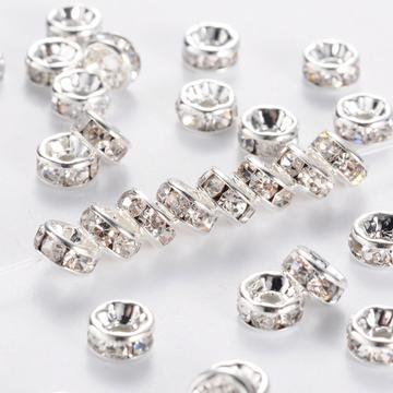 Fehér strasszos rondella, 4 mm (10 db)